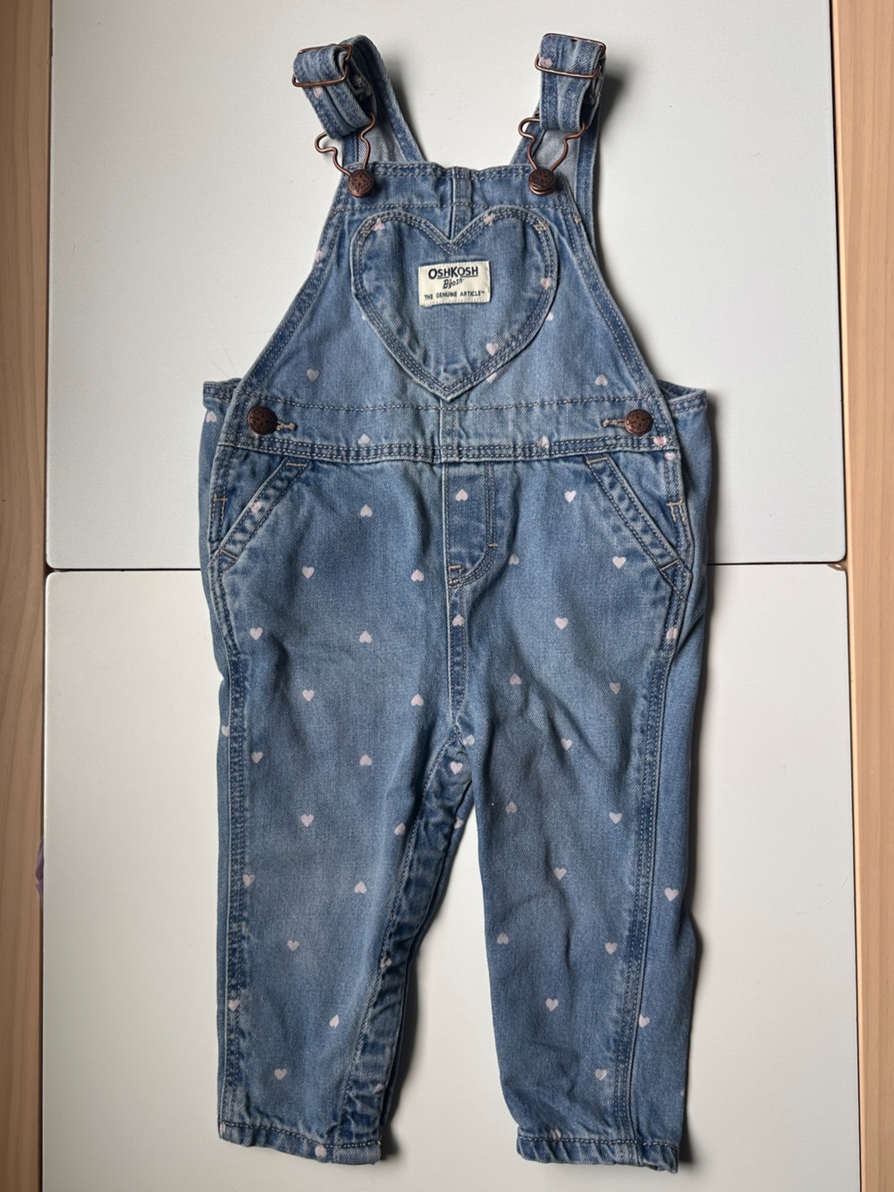 OshKosh B’gosh Heart Denim Overalls Swiftie Lover Valentine’s Day 12m